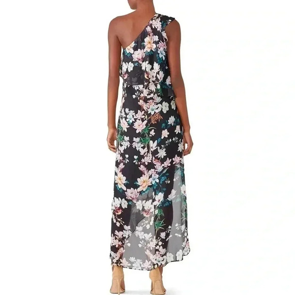 Slate + Willow Hudson Floral Maxi Asymmetrical Dress One Shoulder Black 0 - Picture 2 of 12